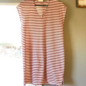 Red and white striped J.Crew shift dress